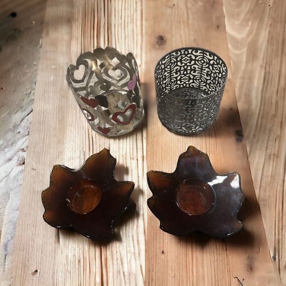 Bath & Body works 2 candle holders.   2 leaf tea light holders ( not BBW) - Picture 9 of 11